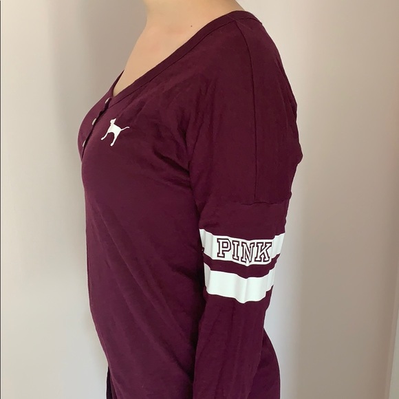 VS Pink Maroon Button-Front Jersey - Picture 2 of 4